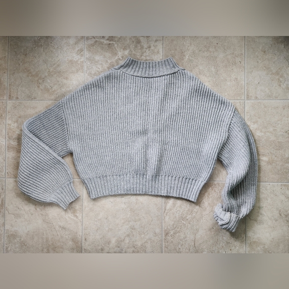 Garage Balloon Sleeve Quarter Zip Sweater - Size Large - Picture 7 of 9